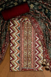 Elegant Maroon & Multicolour Printed Unstitched Suit Set
