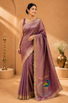 Mauve Peacock Designer Saree