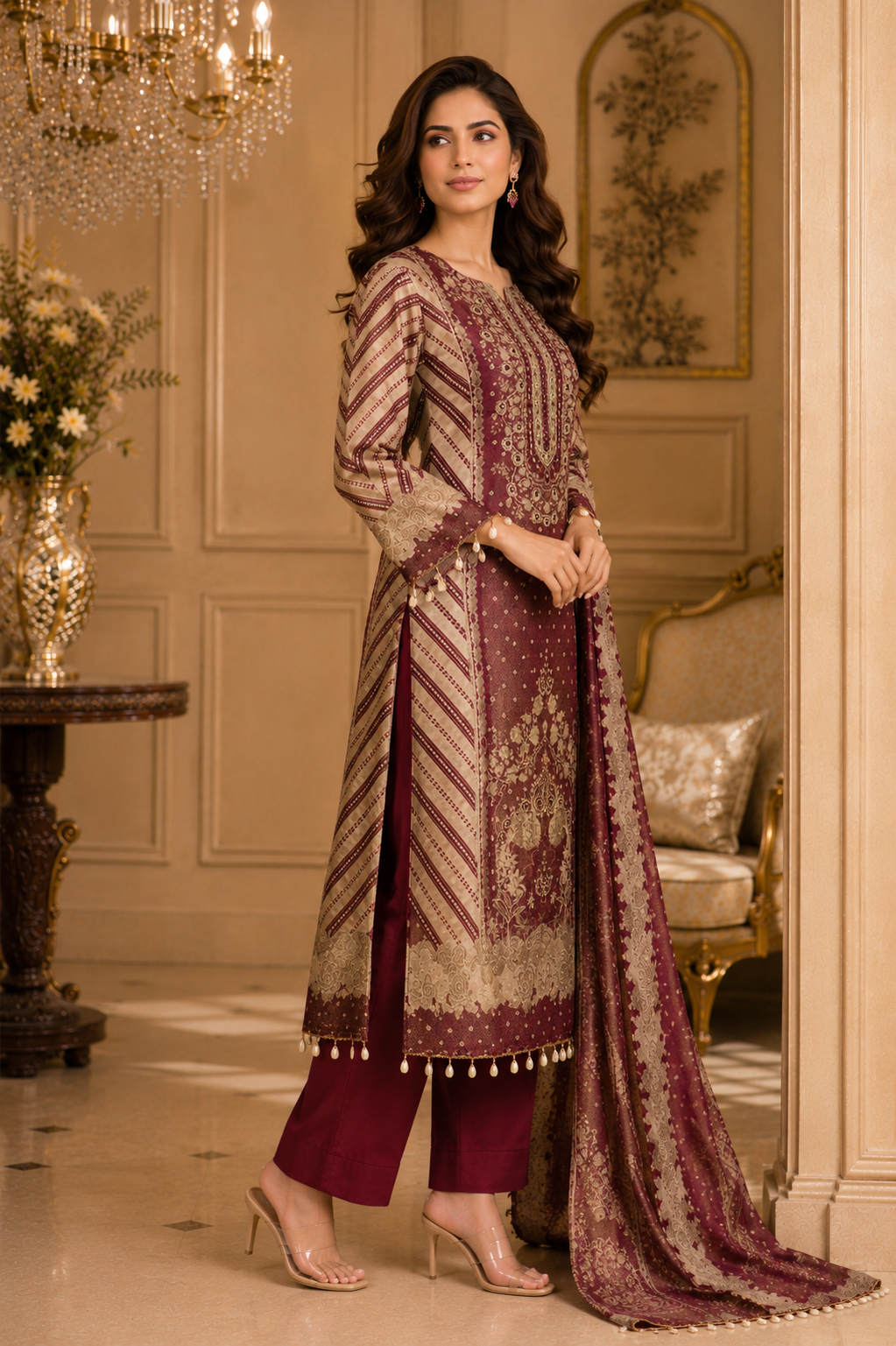 Royal Wine Designer Kurta Set ✨