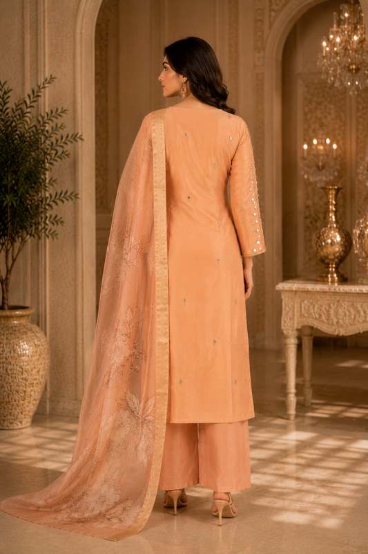 Stunning peach luxury kurta set ✨