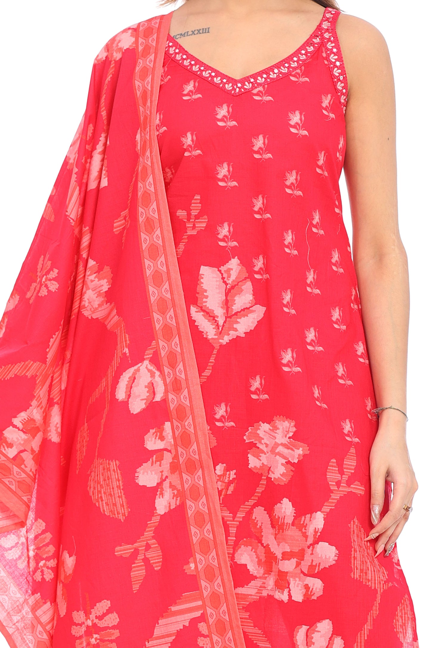 Rose Charm Pink Cotton Suit Set