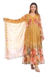 Mustard Yellow Floral Anarkali Set with Embroidered Dupatta