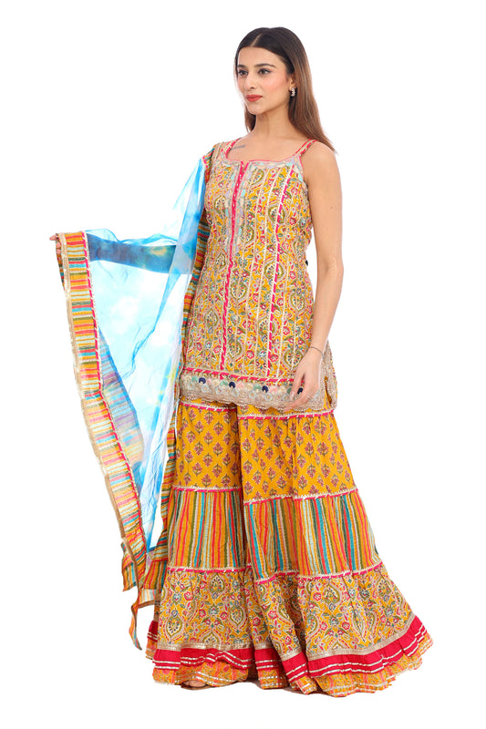 Vibrant Multicolor Sharara Suit – Traditional Elegance with a Modern Twist