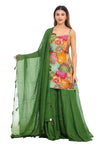 Vibrant Multicolor Printed Sharara Set with Green Dupatta