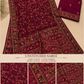 Premium Wine Maroon Floral Embroidered Saree