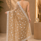Elegant beige-gold embroidered saree