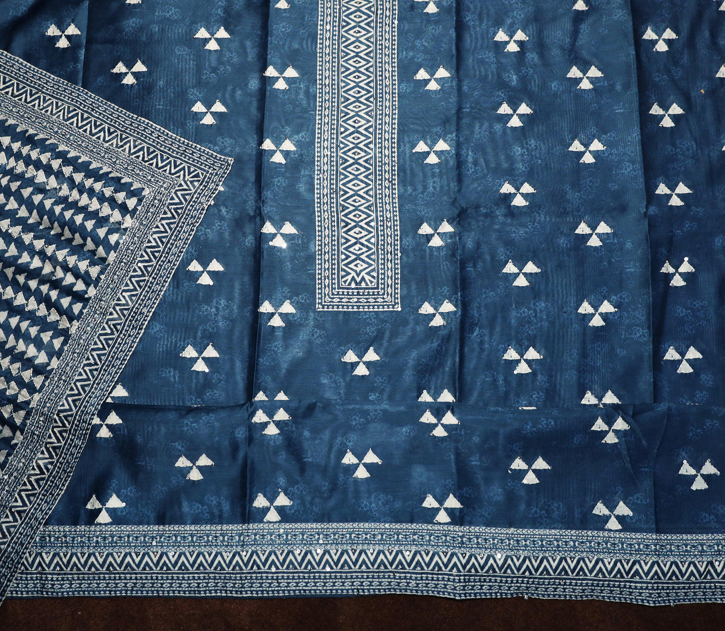 Elegant Navy Blue Unstitched Suit Set