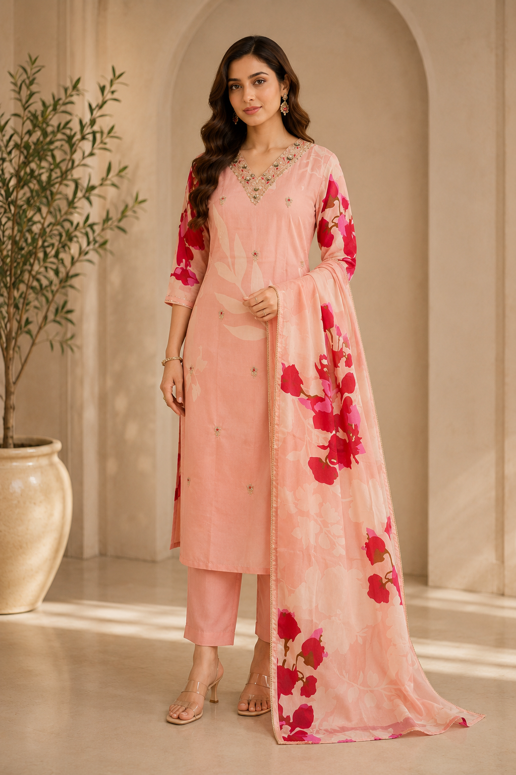 Blush Pink Floral Kurta Set 🌸✨