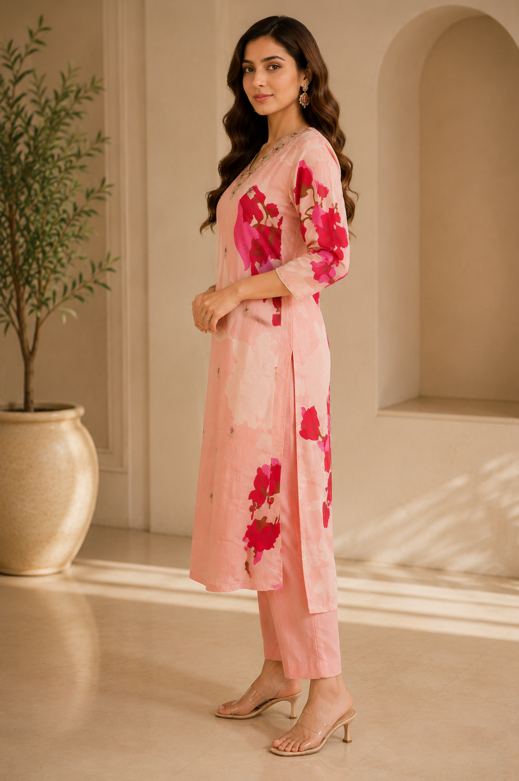 Blush Pink Floral Kurta Set 🌸✨