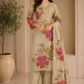 Elegant Beige Floral Kurta Set ✨🌸
