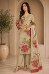 Elegant Beige Floral Kurta Set ✨🌸