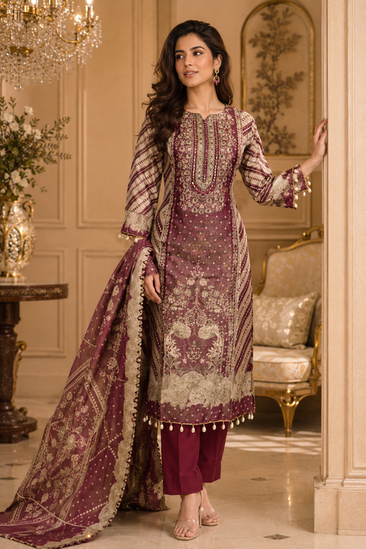 Royal Wine Designer Kurta Set ✨