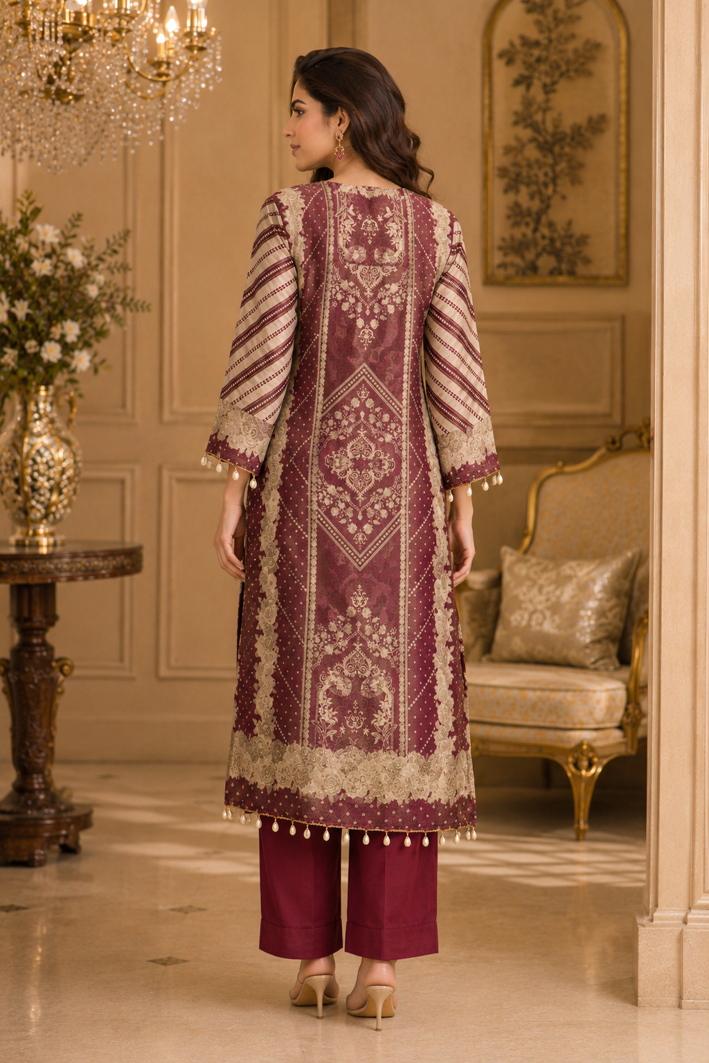 Royal Wine Designer Kurta Set ✨