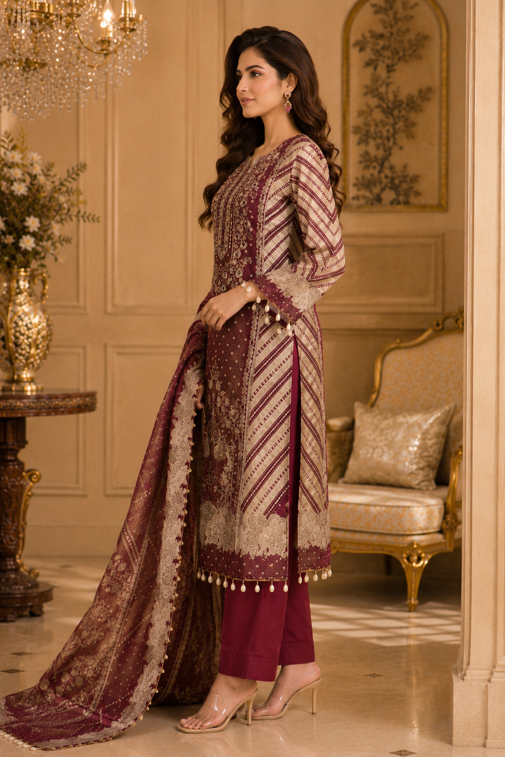 Royal Wine Designer Kurta Set ✨