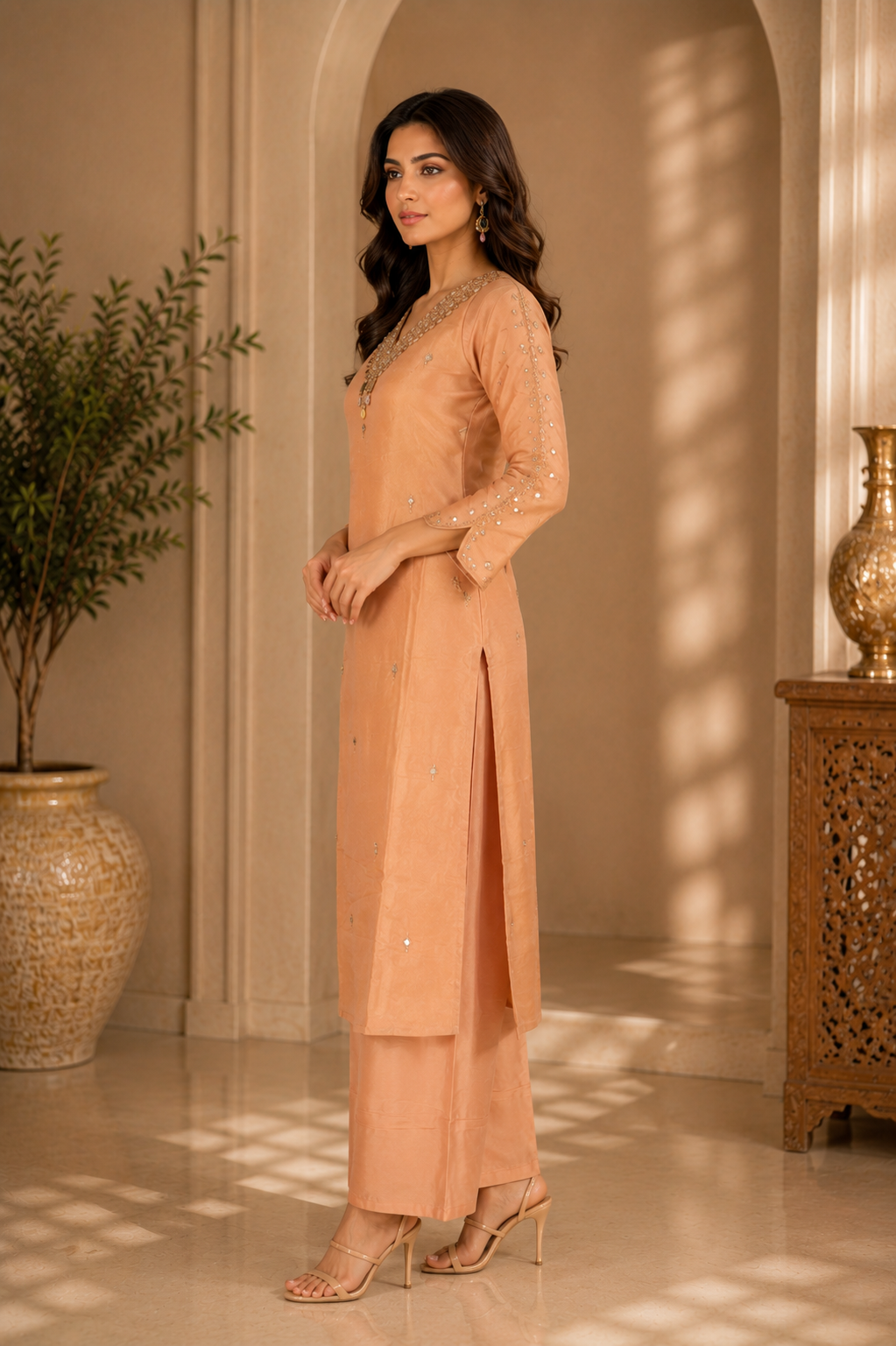 Stunning peach luxury kurta set ✨