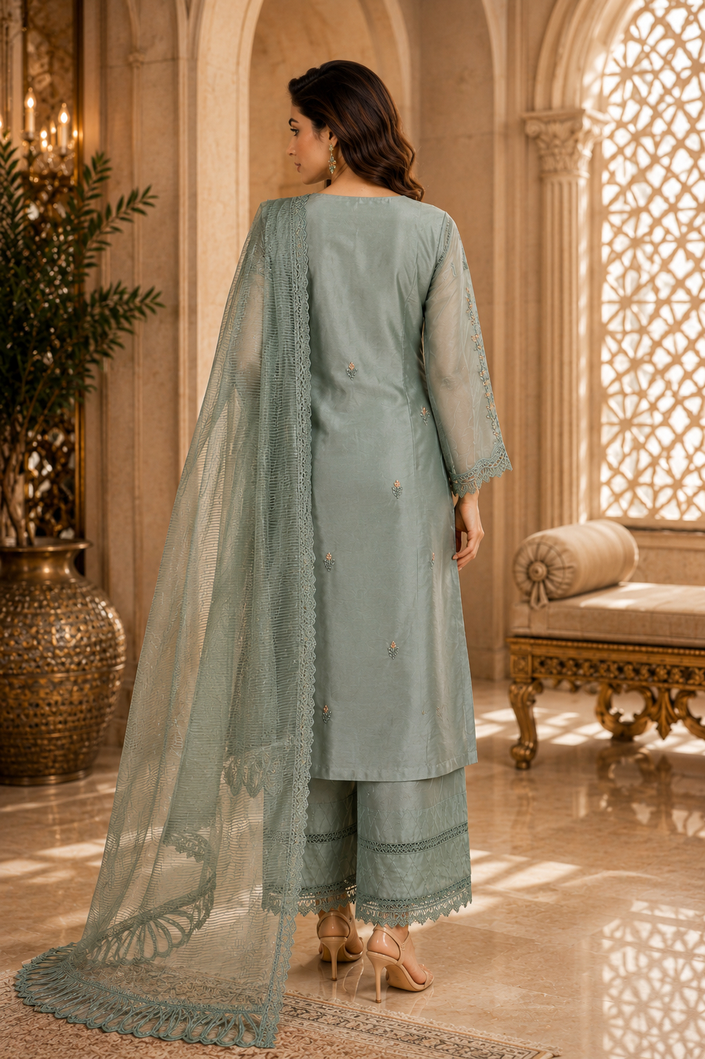 Stunning sage green designer kurta set ✨