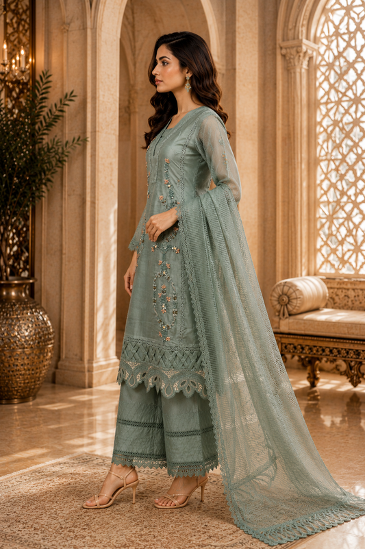 Stunning sage green designer kurta set ✨