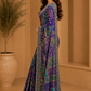 Stunning royal blue and teal designer saree