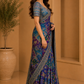 Stunning royal blue and teal designer saree