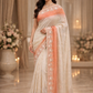 Beautifully crafted ivory and peach designer saree