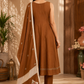 Coffee Brown Embroidered A-Line Kurta Set