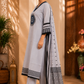 Premium Cotton Printed Kurta Set with Dupatta – Light Grey