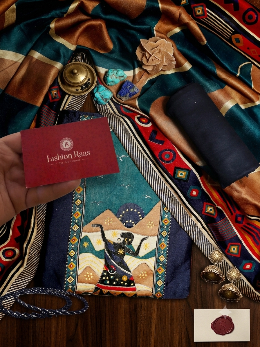 Elegant Designer Suit Set – Timeless Art-Inspired Elegance