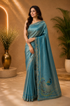 Peacock Elegance – Teal Blue Designer Saree