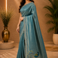 Peacock Elegance – Teal Blue Designer Saree
