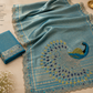 Peacock Elegance – Teal Blue Designer Saree