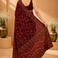 Premium Wine Maroon Floral Embroidered Saree