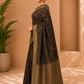 Premium Dark Brown & Gold Woven Saree with Rich Floral Design, Broad Zari Border & Blouse Piece 10127