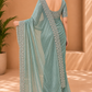 Mint Green Shimmer Saree with Scalloped Golden Border 9922