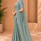 Mint Green Shimmer Saree with Scalloped Golden Border 9922