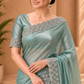 Mint Green Shimmer Saree with Scalloped Golden Border 9922
