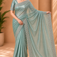 Mint Green Shimmer Saree with Scalloped Golden Border 9922