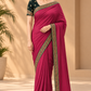Rani Pink Vichitra fabric Saree with Embroidered Border 10071