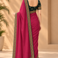 Rani Pink Vichitra fabric Saree with Embroidered Border 10071