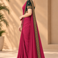 Rani Pink Vichitra fabric Saree with Embroidered Border 10071