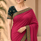 Rani Pink Vichitra fabric Saree with Embroidered Border 10071