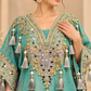Aqua Teal Embellished Kaftan Sharara Set,