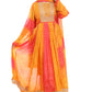 Festive Radiance Orange-Pink Bandhani Anarkali Suit Set for Women | Mirror Work Yoke | Dupatta &amp; Pants