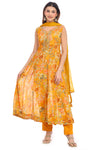 Sunlit Bloom Mustard Floral Anarkali Suit Set for Women | Sleeveless Kurta with Dupatta &Pants | Festive Ethnic Wear