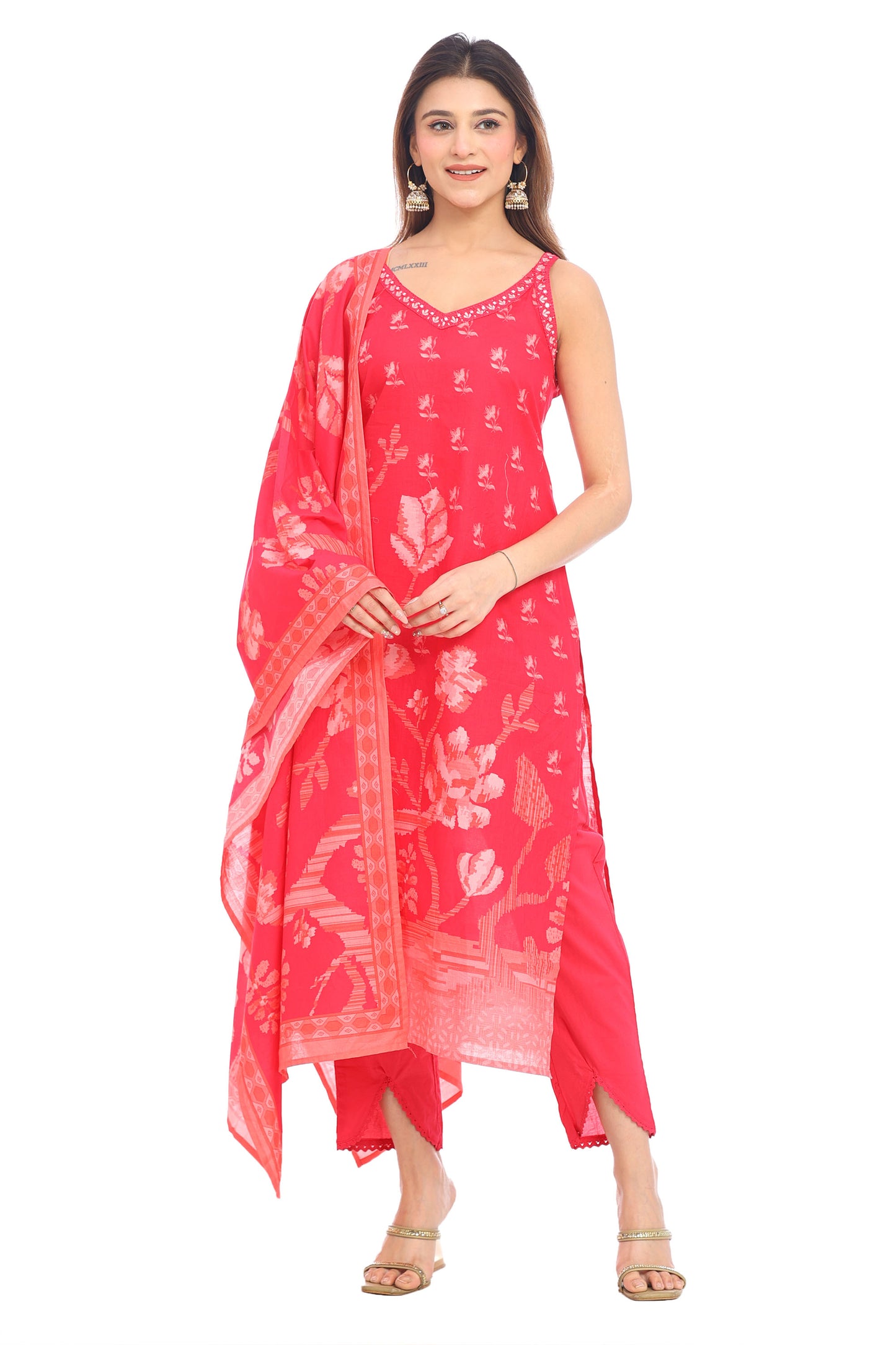 Rose Charm Pink Cotton Suit Set