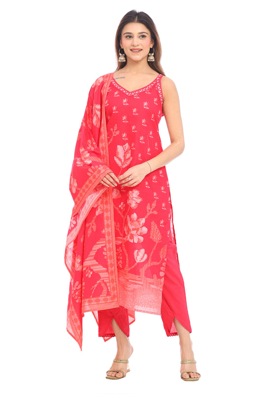 Rose Charm Pink Cotton Suit Set