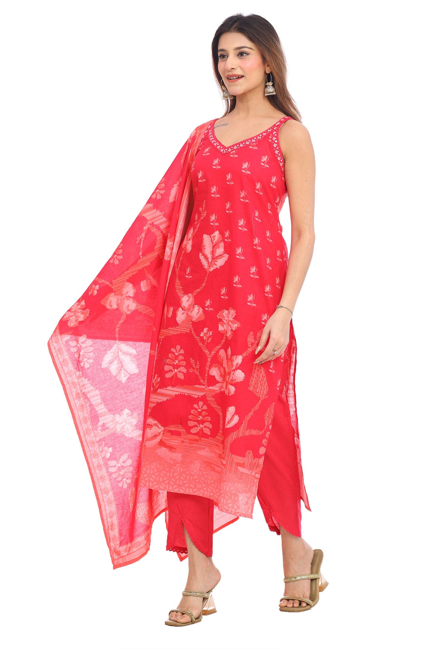 Rose Charm Pink Cotton Suit Set