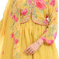 Floral Elegance Yellow Anarkali Suit Set