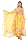 Floral Elegance Yellow Anarkali Suit Set