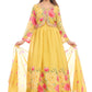 Floral Elegance Yellow Anarkali Suit Set