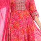 Radiant Pink Embroidered Anarkali Suit Set with Dupatta
